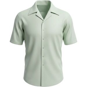 Vintage Kmart Mens 15.5 Mint Green Knit Dress Shirt 70s Disco Short Sleeve Retro